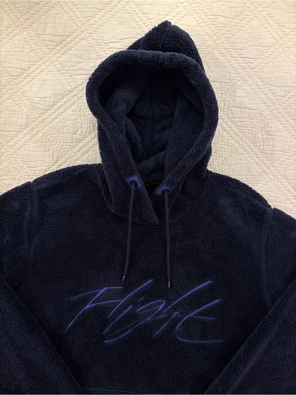 Nike Air Jordan Wings Of Flight Mens S Sherpa Hoodie Navy Blue Purple Pullover